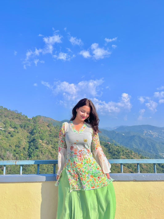 Floral Beige Kurti
